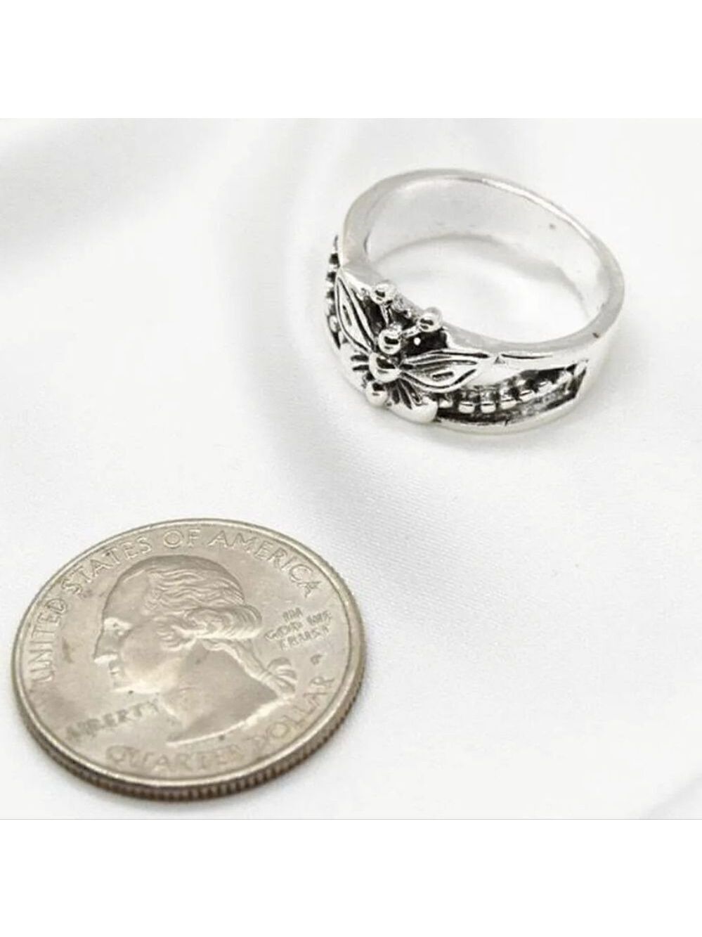 Silvery Butterfly Ring Size 7